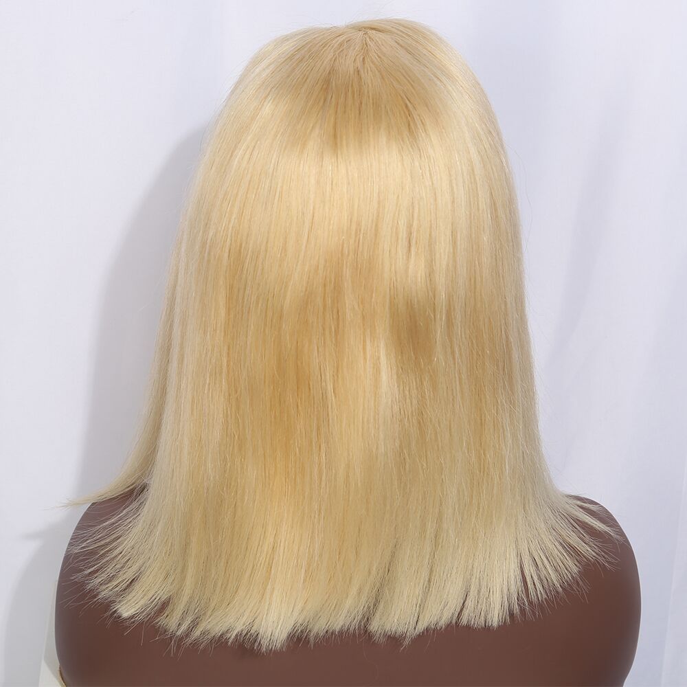 Mocha Hair Human Hair  Lace Front Wigs Pre Plucked Natural Hairline With Baby Hair #613 BoBo Straight Brazilian Remy  Hair Wigs