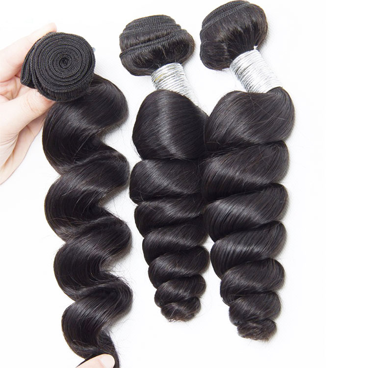MOCHA Hair 3 Bundles 10A Brazilian Remy Hair Loose Wave 12"- 28" 100% Unprocessed Human Hair Extension Natural Color