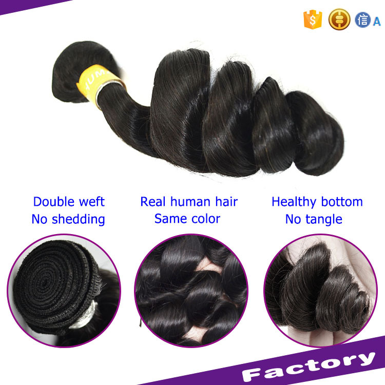 MOCHA Hair 3 Bundles 10A Brazilian Remy Hair Loose Wave 12"- 28" 100% Unprocessed Human Hair Extension Natural Color