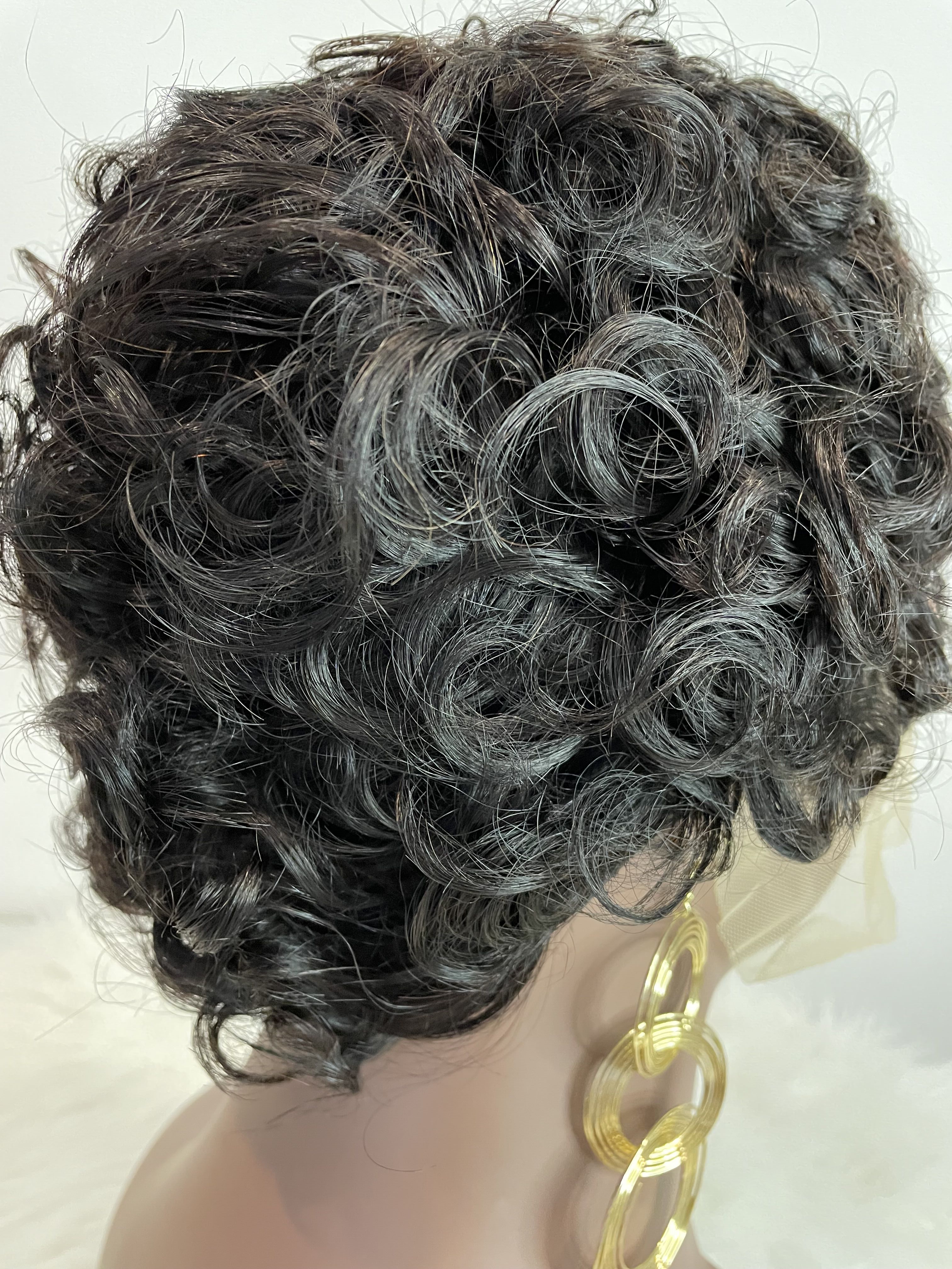 Brazilian Hair Wig Remy Short Natural Curly Glueless Human Wigs Pixie Cut Wig Ombre Short Machine Made Human Hair Wig Natural Color