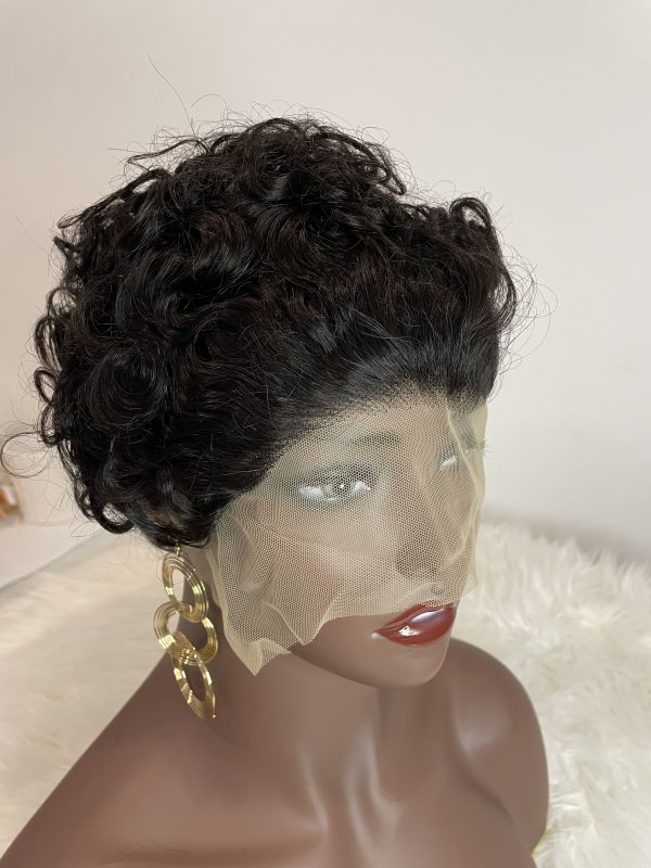 Brazilian Hair Wig Remy Short Natural Curly Glueless Human Wigs Pixie Cut Wig Ombre Short Machine Made Human Hair Wig Natural Color