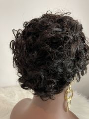 Brazilian Hair Wig Remy Short Natural Curly Glueless Human Wigs Pixie Cut Wig Ombre Short Machine Made Human Hair Wig Natural Color