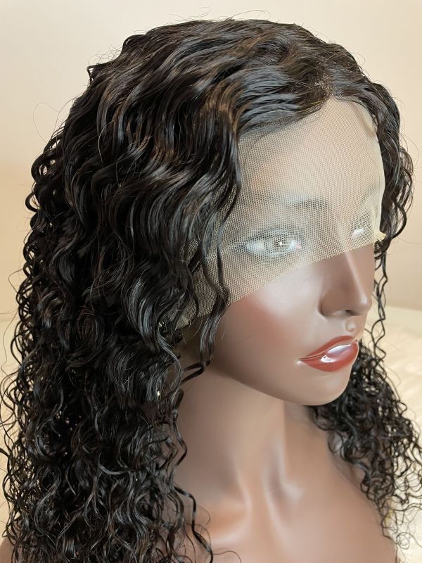 Mocha Hair Human Hair Wigs With Baby Hair T Part Lace Wig Pre Plucked Water Wave Lace Front Wig