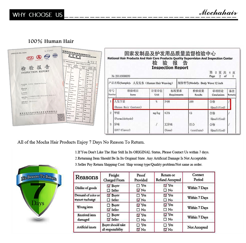 MOCHA Hair  Straight Hair 10"- 26" 10A Brazilian Virgin Hair Natural Color 100% Unprocessed Human Hair Extension Free Shipping