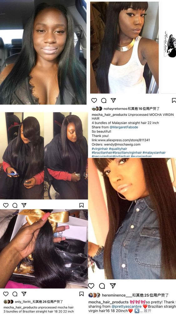 MOCHA Hair 100% Unprocessed 10A Brazilian virgin hair Straight human hair 8"-26"  4 Bundle hair extension natural color