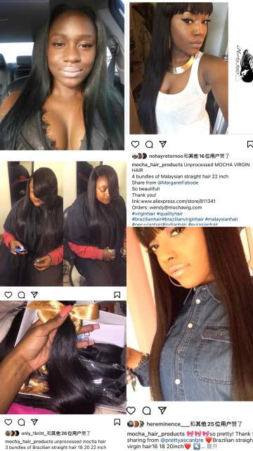 MOCHA Hair 100% Unprocessed 10A Brazilian virgin hair Straight human hair 8"-26"  4 Bundle hair extension natural color