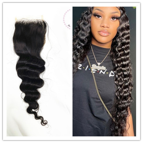 Loose Deep wave Transparent lace Closure Top quality hair Pre-Plucked