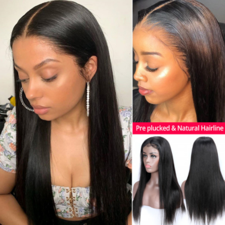 HD Lace Straight 13x4 Frontal Wig Top quality hair Pre-Plucked lace full cuticle aligned same direction