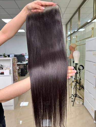 Straight Transparent lace Closure Top quality hair Pre-Plucked