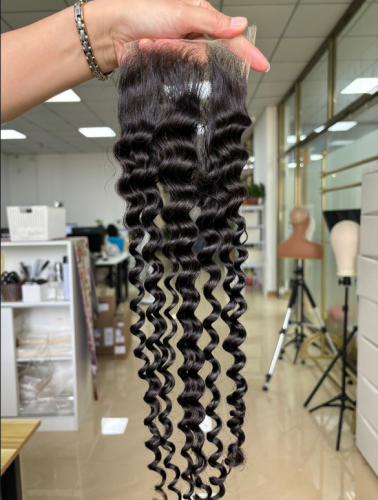 Deep Wave HD Lace Closure Top quality hair Pre-Plucked