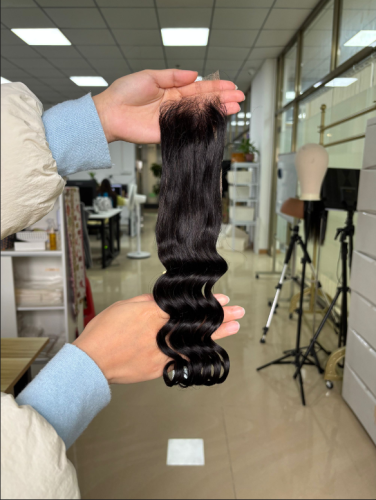 Loose deep wave Transparent Lace 2x6 Closure Top quality hair Pre-Plucked
