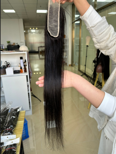 Straight Transparent Lace 2x6 Closure Top quality hair Pre-Plucked