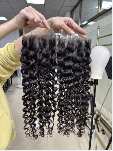 Burmese curly HD Lace Closure Top quality hair Pre-Plucked
