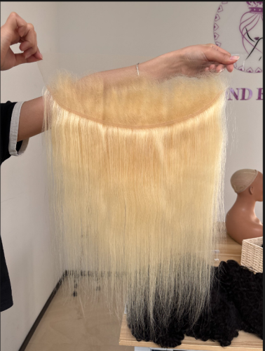 Blonde Straight Transparent lace Frontal Top quality hair Pre-Plucked hair line