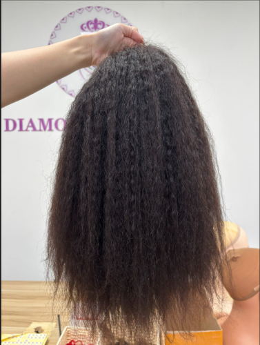 Half Wig Top quality Kinky straight hair Pre-Plucked lace full cuticle aligned same direction