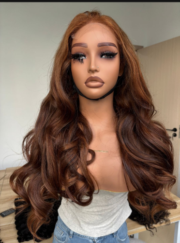 Ginger color Bouncy wave HD Lace 5x5 Closure wig Top quality hair Pre-Plucked lace full cuticle aligned same direction