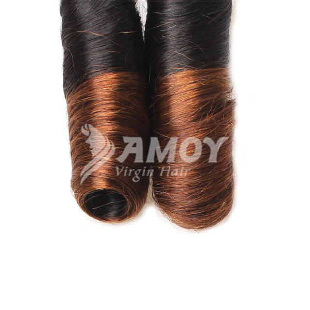 Amoy Virgin Hair 4pcs Remy Ombre T4 Spring curly Hair Bundles