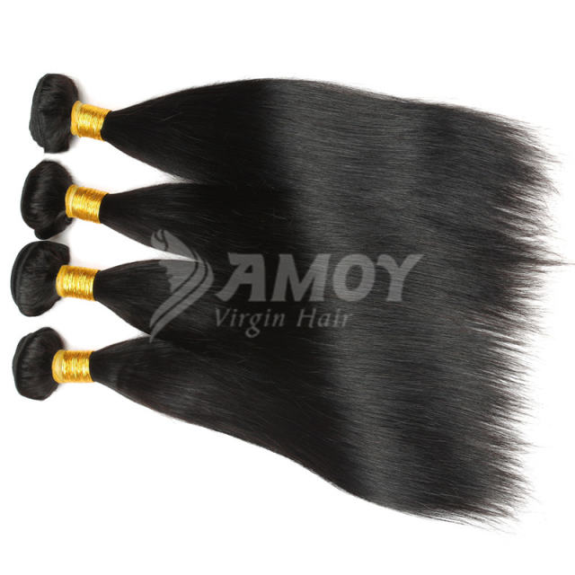 Amoy Virgin Hair 4pcs Remy Straight Hair Bundles Natural Black