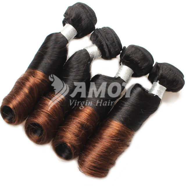 Amoy Virgin Hair 4pcs Remy Ombre T4 Spring curly Hair Bundles