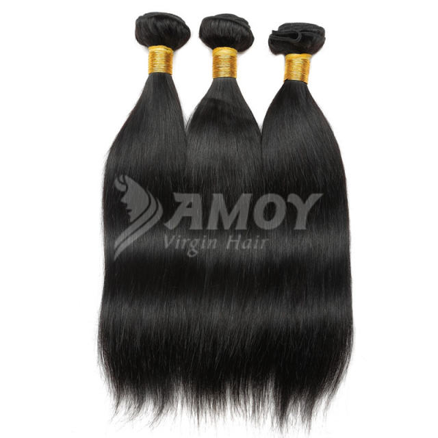 Amoy Virgin Hair 3pcs Remy Straight Hair Bundles Natural Black