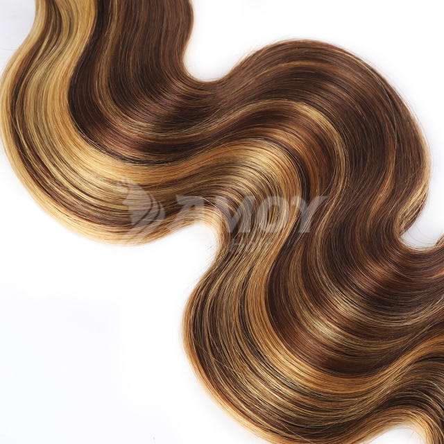 Amoy Virgin Hair 3pcs Remy P4/27-Highlight Honey Blond Body Wave Hair Bundles