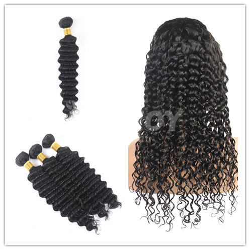 Amoy Virgin Hair 3pcs Remy Deep Wave Hair Bundles Natural Black