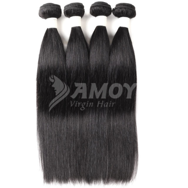 Amoy Virgin Hair 4pcs Remy Straight Hair Bundles Natural Black