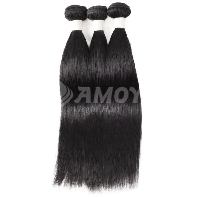 Amoy Virgin Hair 3pcs Remy Straight Hair Bundles Natural Black