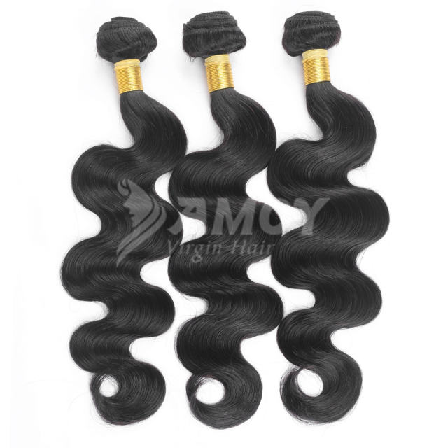 Amoy Virgin Hair 3pcs Remy Body Wave Hair Bundles Natural Black