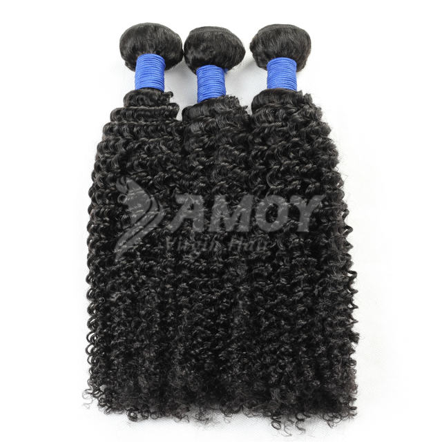 Amoy Virgin Hair 3pcs Remy Kinky Curly Hair Bundles Natural Black