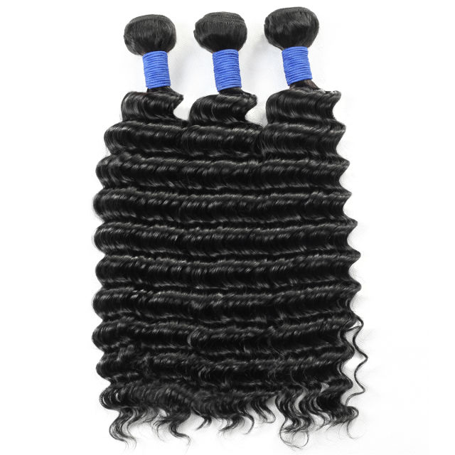 Amoy Virgin Hair 3pcs Remy Deep Wave Hair Bundles Natural Black