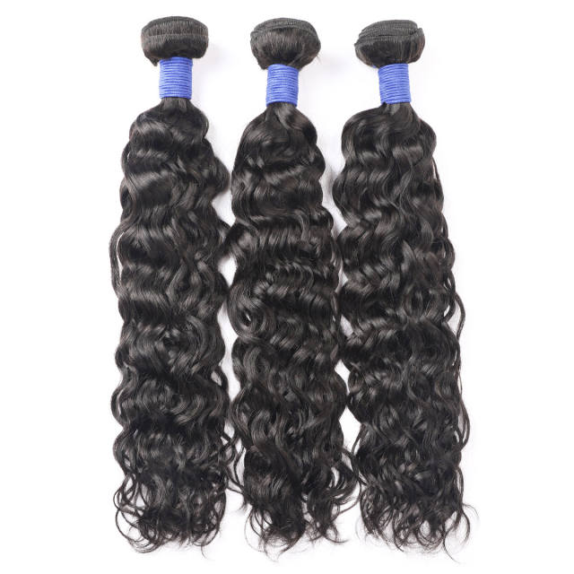 Amoy Virgin Hair 3pcs Remy Water Wave Hair Natural Black