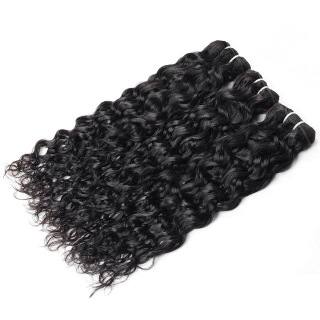 Amoy Virgin Hair 3pcs Remy Water Wave Hair Natural Black