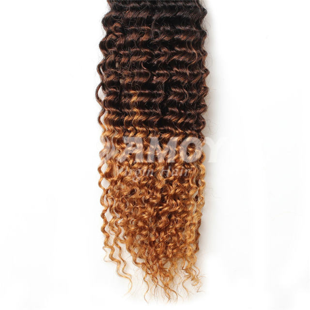 Amoy Virgin Hair 4pcs Remy Ombre 3tone Kinky Curly Hair 4 Bundles