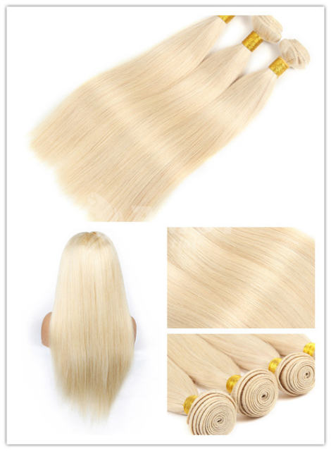 Amoy Virgin Hair 4pcs Remy 613 Soft Long Blonde Straight Hair 4 Bundles