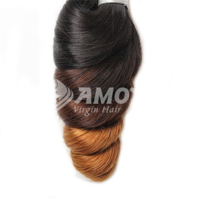 Amoy Virgin Hair 3pcs Remy Ombre T4 Ombre 3tone Loose Wave Hair Bundles