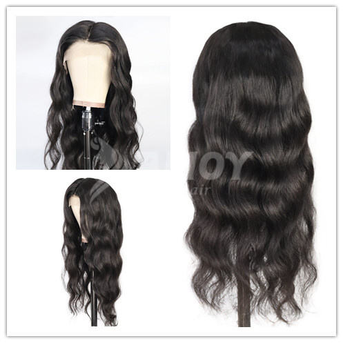 Amoy Virgin Hair 13*6 Natural Black Hairline Body Wave Human Hair Lace Front Wigs