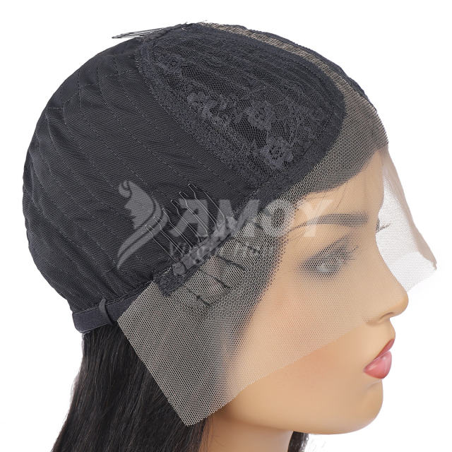 Amoy Virgin Hair T part Part Natural Black Hairline Loose Wave Human Hair Lace Wigs