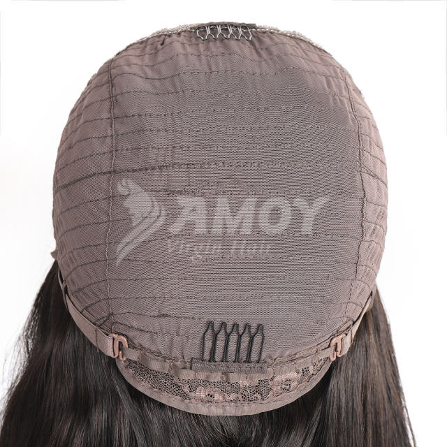 Amoy Virgin Hair 5*5 Natural Black Hairline Loose Wave Human Hair Lace Front Wigs