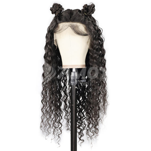 Amoy Virgin Hair 13*4 Natural Black Hairline Water Wave Human Hair Lace Front Wigs