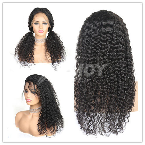 Amoy Virgin Hair T Part Natural Black Hairline Kinky Curly Human Hair Lace Wigs