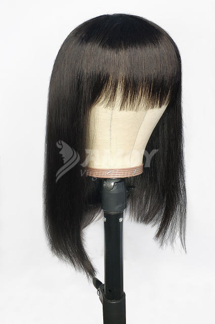 【Amoy Virgin Hair】 Natural Color  Machine Made Virgin Hair 130%-180% Density Straight Bob Wigs