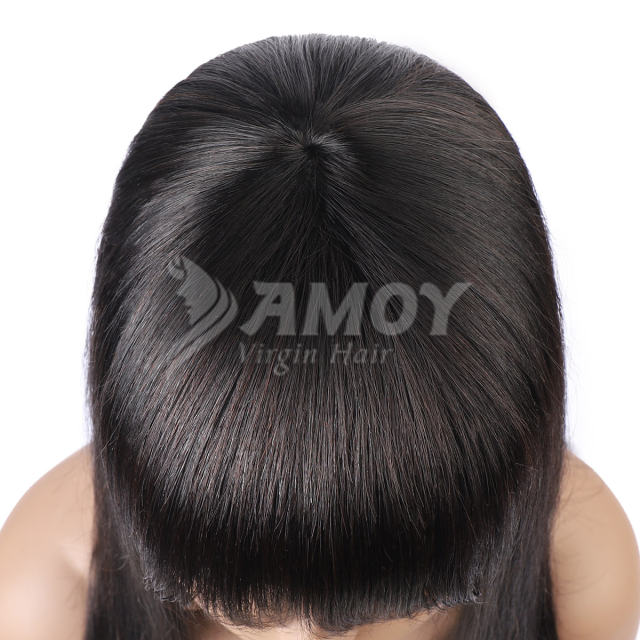 【Amoy Virgin Hair】 Natural Color  Machine Made Virgin Hair 130%-180% Density Straight Bob Wigs