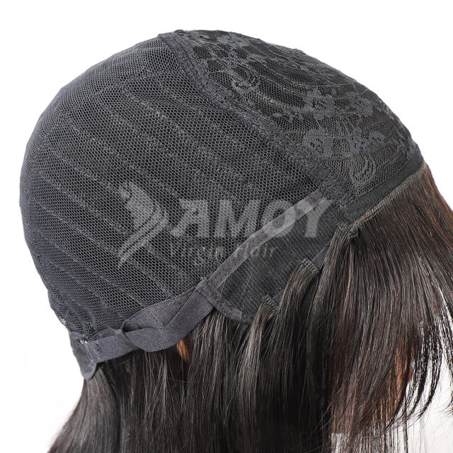 【Amoy Virgin Hair】 Natural Color  Machine Made Virgin Hair 130%-180% Density Straight Bob Wigs