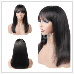 【Amoy Virgin Hair】 Natural Color  Machine Made Virgin Hair 130%-180% Density Straight Bob Wigs