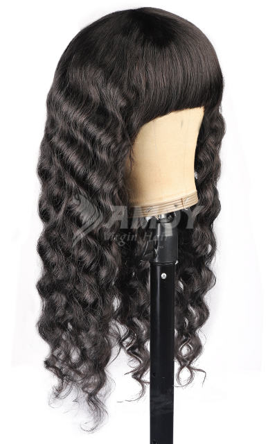 【Amoy Virgin Hair】 Natural Color  Machine Made Loose Deep Virgin Hair Wigs 130%-180% Density Customized 3 Days