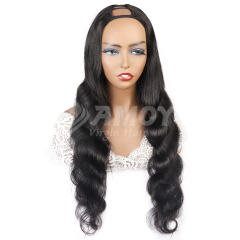 【Amoy Virgin Hair】U part Machine Made Nature Color Body Wave Virgin Hair Wigs 130%-180% Density