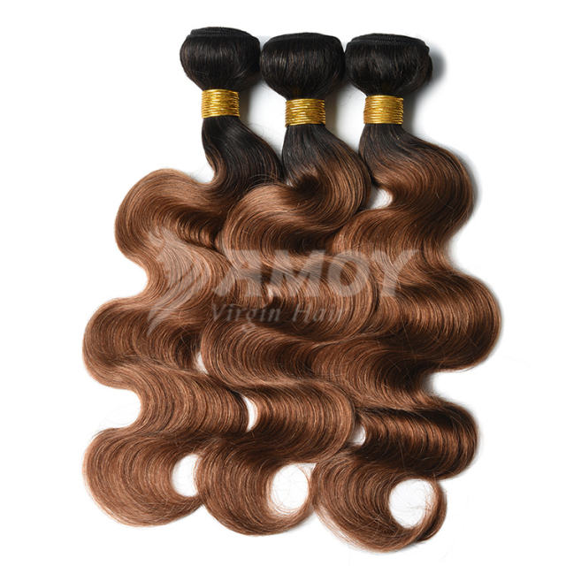 Amoy Virgin Hair 4pcs ombre hair bundles 1b/30 Straight/Body Wave