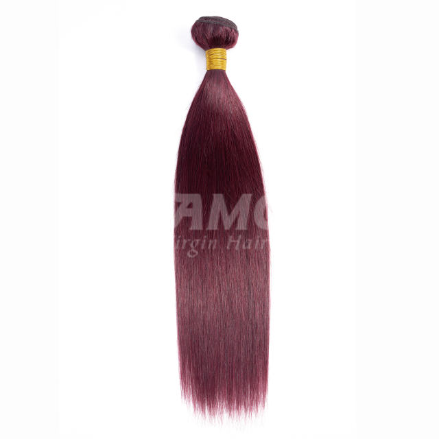 Amoy Virgin Hair 4pcs ombre hair bundles 99j# Straight/Body Wave