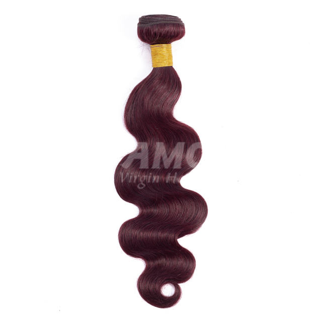 Amoy Virgin Hair 4pcs ombre hair bundles 99j# Straight/Body Wave